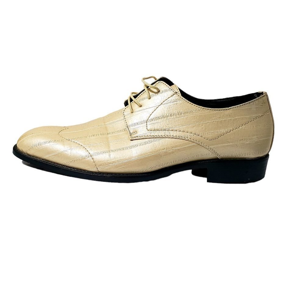 New Leather Formal Dress Shoes Cream/Tan Oxford Tuxedo Size 11 For Men